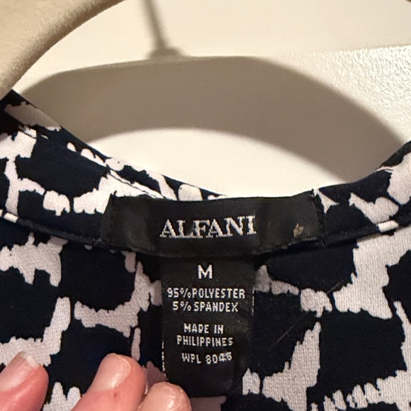 Alfani Black and White Patterned Blouse - Picture 2 of 3